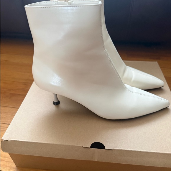 Zara Cream Kitten Heel Booties - Picture 3 of 5